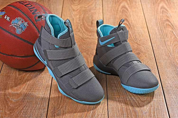 New Nike Lebron Soldier 11 Grey Jade Blue Shoes